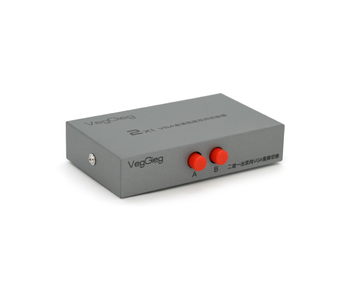VGA спліттер Veggieg V-F201 – перемикач моніторів на 2 входи, Silver