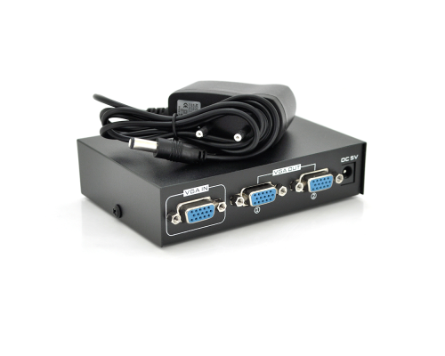 Активний спліттер VGA сигналу KV-FJ2502S 200MHz 2 Port, DC5V/1A