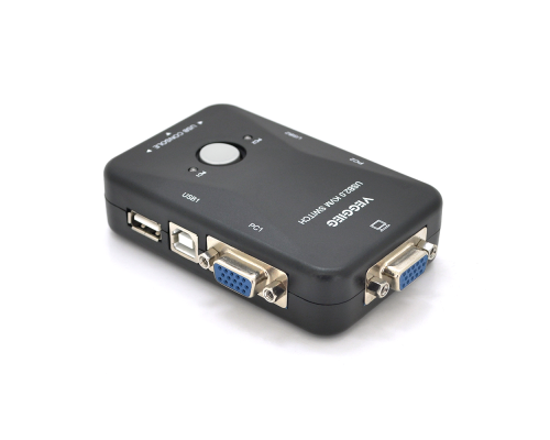 2-портовий KVM свіч, VEGGIEG K201, перемикач USB, Grey, Blister-Box