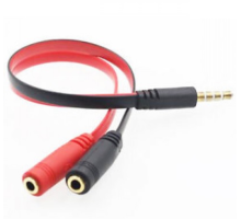 Розгалужувач аудіо для навушників і мікрофону, Jack 3.5 (тато) 4 pin => 2 * Jack 3.5 (мама) 3 pin, круглий, Пакет