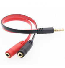 Розгалужувач аудіо для навушників і мікрофону, Jack 3.5 (тато) 4 pin => 2 * Jack 3.5 (мама) 3 pin, круглий, Пакет