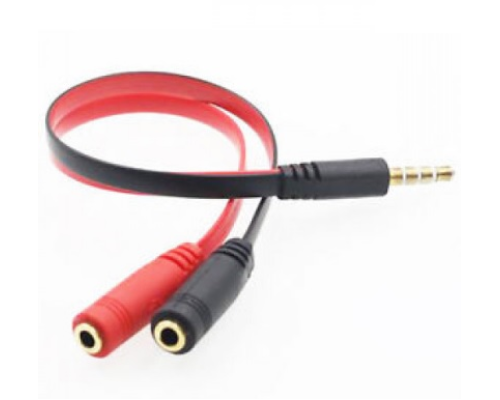 Розгалужувач аудіо для навушників і мікрофону, Jack 3.5 (тато) 4 pin => 2 * Jack 3.5 (мама) 3 pin, круглий, Пакет