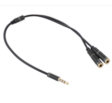 Развітвітель аудіо для навушників і мікрофону, Jack 3.5 (тато) 4 pin => 2 * Jack 3.5 (мама) 3 pin, круглий в оплетке, Пакет