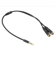 Развітвітель аудіо для навушників і мікрофону, Jack 3.5 (тато) 4 pin => 2 * Jack 3.5 (мама) 3 pin, круглий в оплетке, Пакет