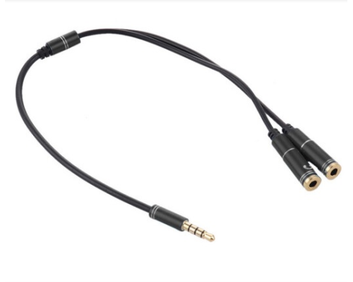 Развітвітель аудіо для навушників і мікрофону, Jack 3.5 (тато) 4 pin => 2 * Jack 3.5 (мама) 3 pin, круглий в оплетке, Пакет