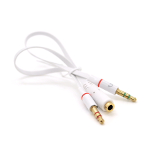 Спліттер Jack 3.5 (мама) 2 pin => 2 * Jack 3.5 (тато 2 pin, плоский, White Пакет