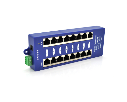 8-портовий POE-інжектор живлення, з 8xRJ45 портами Ethernet 10/100 / 1000Мбіт / с, IEEE802.3af / at, 12-57V, PIN45 + / 78-