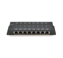 8-портовий POE-інжектор живлення, з 8xRJ45 портами Ethernet 10/100Мбіт / с, IEEE802.3af / at, 12-57V, PIN45 + / 78-