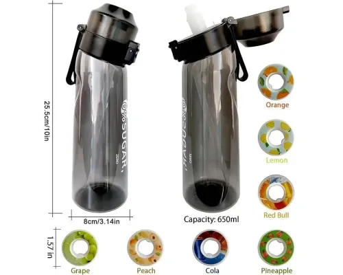 Бутылка ароматическая спортивная для воды Air Up Bottle 650 мл + 2 капсулы Черный Бутылка ароматическая спортивная для воды Air Up Bottle 650 мл + 2 капсулы Черный