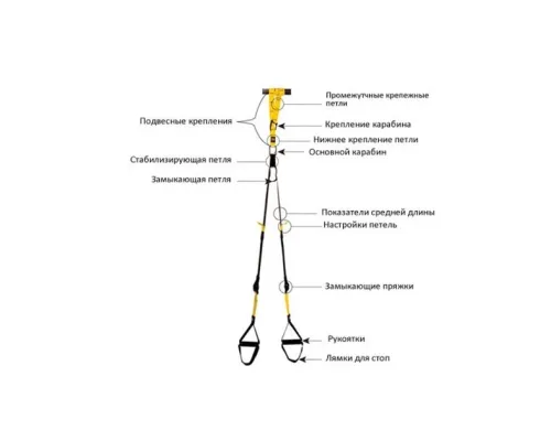 Тренувальні підвісні петлі TRX функціональні ремені для вправ і кросфіту GS-2085 Тренувальні підвісні петлі TRX функціональні ремені для вправ і кросфіту GS-2085