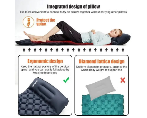 Туристический надувной матрас с подушкой Outdoor Sleeping Каремат с подушкой и встроенным насосом
