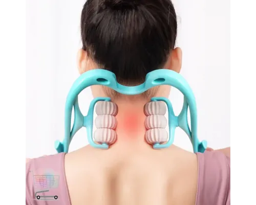 Ручной мультироликовый массажер для шеи и тела Neck Stretcher с вращающимися 360° рельефными роликами