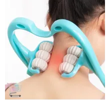 Ручний мультироликовий масажер для шиї та тіла Neck Stretcher з обертовими 360° рельєфними роликами