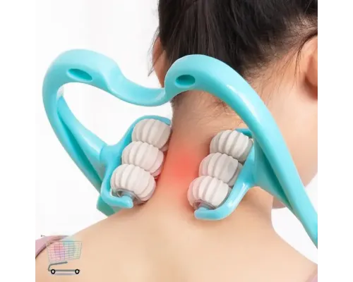 Ручной мультироликовый массажер для шеи и тела Neck Stretcher с вращающимися 360° рельефными роликами