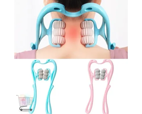 Ручной мультироликовый массажер для шеи и тела Neck Stretcher с вращающимися 360° рельефными роликами