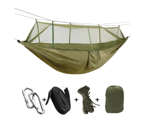 Гамак подвійний із москітною сіткою Hammock With Net Army для відпочинку до 200 кг Гамак подвійний із москітною сіткою Hammock With Net Army для відпочинку до 200 кг