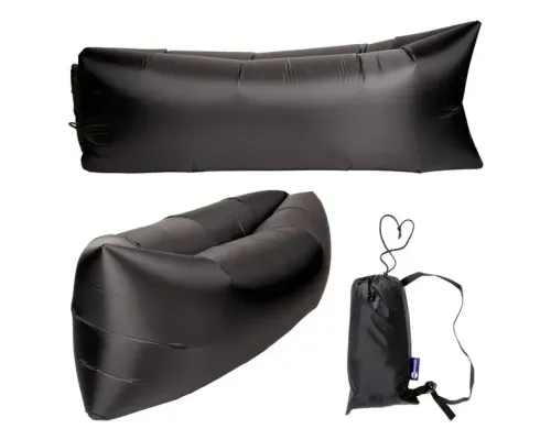 Ламзак Пляжний диван-мішок Чорний Надувний матрац (160х70 см) AIR SOFA CLOUD