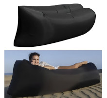 Ламзак Пляжний диван-мішок Чорний Надувний матрац (160х70 см) AIR SOFA CLOUD