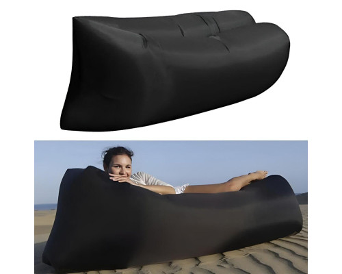 Ламзак Пляжний диван-мішок Чорний Надувний матрац (160х70 см) AIR SOFA CLOUD