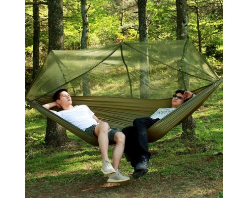 Гамак подвійний із москітною сіткою Hammock With Net Army для відпочинку до 200 кг Гамак подвійний із москітною сіткою Hammock With Net Army для відпочинку до 200 кг