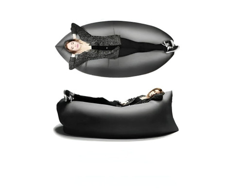Ламзак Пляжний диван-мішок Чорний Надувний матрац (160х70 см) AIR SOFA CLOUD