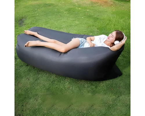 Ламзак Пляжний диван-мішок Чорний Надувний матрац (160х70 см) AIR SOFA CLOUD