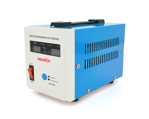 Стабілізатор напруги релейний Westech SVR-500VA/375W однофазний, напольного монтажу, LED дисплей, DC150-270V, AC230±8%, 2*Shuko, Q8 Стабілізатор напруги релейний Westech SVR-500VA/375W однофазний, напольного монтажу, LED дисплей, DC150-270V, AC230±8%, 2*Shuko, Q8