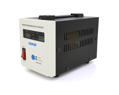 Стабілізатор напруги релейний Conter SVR-1000VA/750W однофазний, напольного монтажу, LED дисплей, DC150-270V, AC230±8%, 2Shuko, Q8 Стабілізатор напруги релейний Conter SVR-1000VA/750W однофазний, напольного монтажу, LED дисплей, DC150-270V, AC230±8%, 2Shuko, Q8