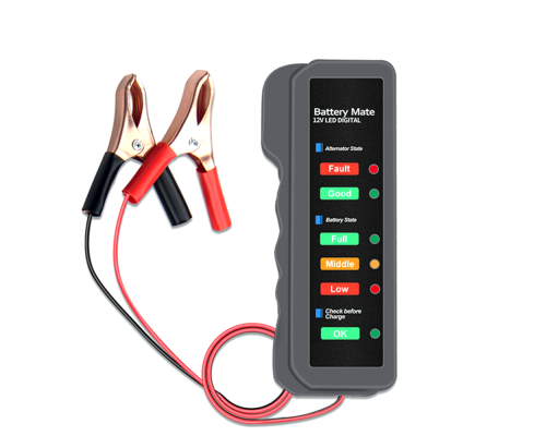 Тестер для акумуляторних батарей BM-310 + крокодили, 12V, LED