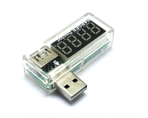 USB тестер Charger Doctor напруги (3-7.5V) і струму (0-2.5A) White, загнутий