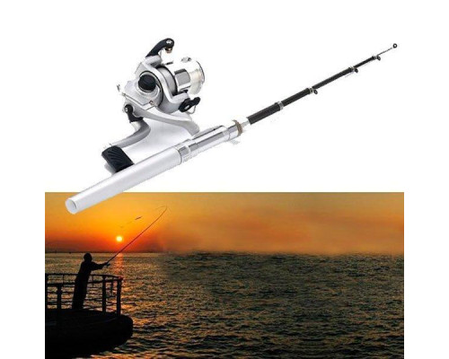 Удочка складная с катушкой и леской, телескопическая, Fishing rod in pen case, блесной, удочка ручка Удочка складная с катушкой и леской, телескопическая, Fishing rod in pen case, блесной, удочка ручка
