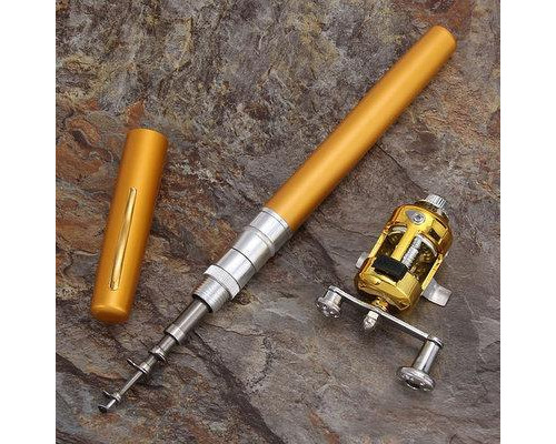 Удочка складная с катушкой и леской, телескопическая, Fishing rod in pen case, блесной, удочка ручка Удочка складная с катушкой и леской, телескопическая, Fishing rod in pen case, блесной, удочка ручка