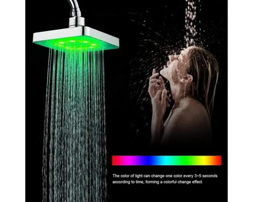 Лійка насадка для душу з LED-підсвіткою RGB світлодіодна, квадратна 150 мм LED Shower head AND XL-902