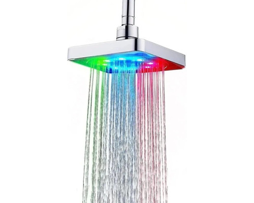 Лійка насадка для душу з LED-підсвіткою RGB світлодіодна, квадратна 150 мм LED Shower head AND XL-902