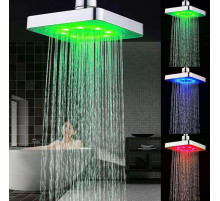 Лійка насадка для душу з LED-підсвіткою RGB світлодіодна, квадратна 150 мм LED Shower head AND XL-902