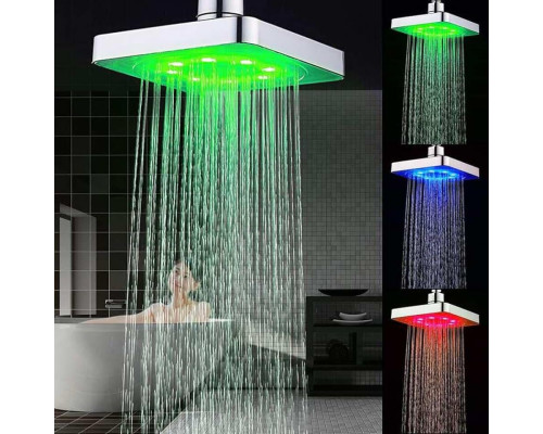 Лійка насадка для душу з LED-підсвіткою RGB світлодіодна, квадратна 150 мм LED Shower head AND XL-902