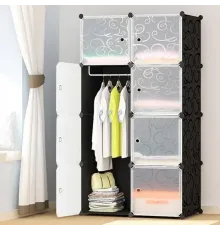 Пластиковый складной шкаф Storage Cube Cabinet 75х37х145 см Черный Сборный органайзер для одежды