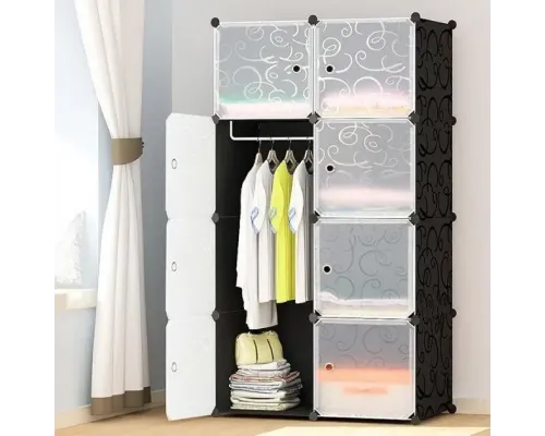 Пластиковый складной шкаф Storage Cube Cabinet 75х37х145 см Черный Сборный органайзер для одежды Пластиковый складной шкаф Storage Cube Cabinet 75х37х145 см Черный Сборный органайзер для одежды