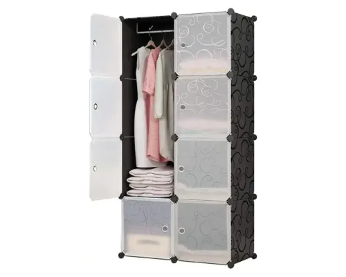 Пластиковый складной шкаф Storage Cube Cabinet 75х37х145 см Черный Сборный органайзер для одежды Пластиковый складной шкаф Storage Cube Cabinet 75х37х145 см Черный Сборный органайзер для одежды