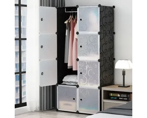 Пластиковый складной шкаф Storage Cube Cabinet 75х37х145 см Черный Сборный органайзер для одежды Пластиковый складной шкаф Storage Cube Cabinet 75х37х145 см Черный Сборный органайзер для одежды