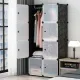 Пластиковый складной шкаф Storage Cube Cabinet 75х37х145 см Черный Сборный органайзер для одежды