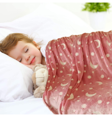 Халява BLANKET Рожевий колір 120х165 см плюшеве покривало зі зірками день/ніч