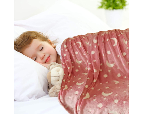 Халява BLANKET Рожевий колір 120х165 см плюшеве покривало зі зірками день/ніч Халява BLANKET Рожевий колір 120х165 см плюшеве покривало зі зірками день/ніч