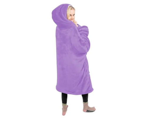 Толстовка — плед із капюшоном HUGGLE HOODIE — BLANKET Фіолетовий, Плед плюшевий, Тепле худі для дому