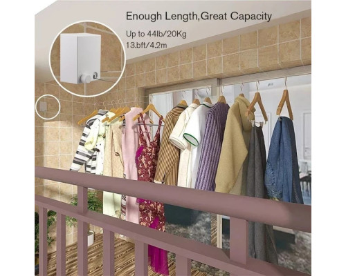 Сушарка для речей Japanese clothesline, Біла автоматична мотузка для білизни — настінна сушарка 4.2 м