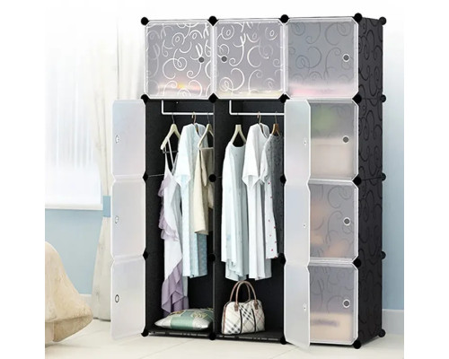 Пластикова складана шафа Storage Cube Cabinet «МР 312-62» Чорна (110х37х146см)