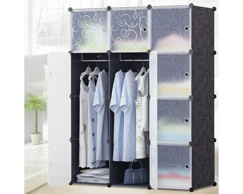 Пластикова складана шафа Storage Cube Cabinet «МР 312-62» Чорна (110х37х146см)