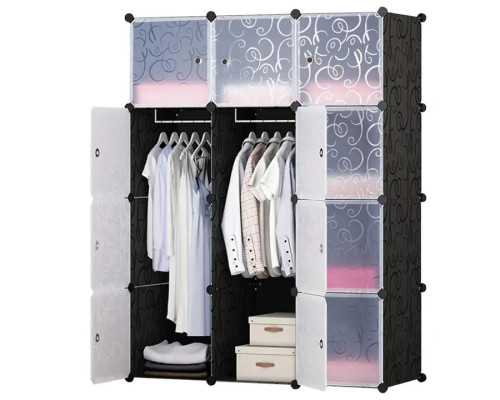 Пластикова складана шафа Storage Cube Cabinet «МР 312-62» Чорна (110х37х146см)