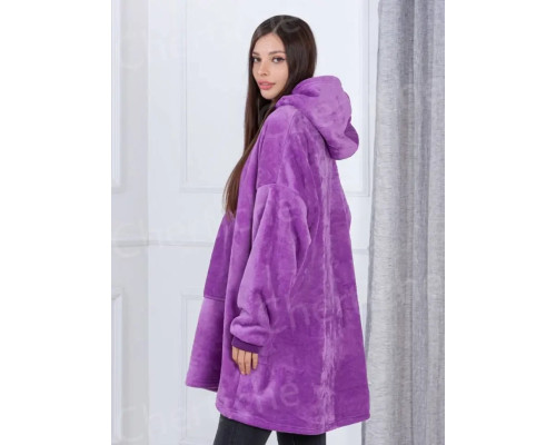 Толстовка — плед із капюшоном HUGGLE HOODIE — BLANKET Фіолетовий, Плед плюшевий, Тепле худі для дому