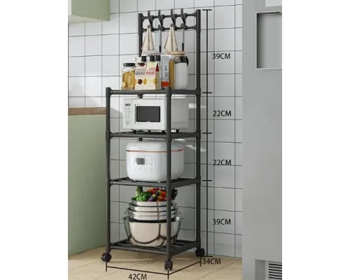 Напольная полка стеллаж для кухни 130х42х34 см (кухонная этажерка) 4-х уровневая Напольная полка стеллаж для кухни 130х42х34 см (кухонная этажерка) 4-х уровневая